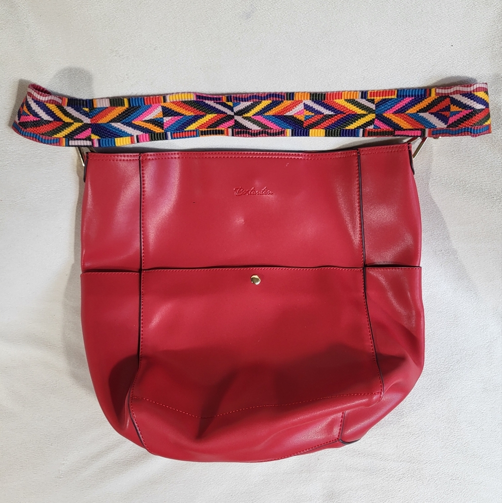 Bostanten Red Leather Tote Large Bag